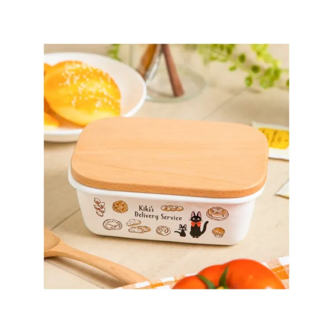 Maison Ghibli Cuisine Et Table|Beurrier émail avec couvercle bois Viennoiseries 500ml - Kiki la peti