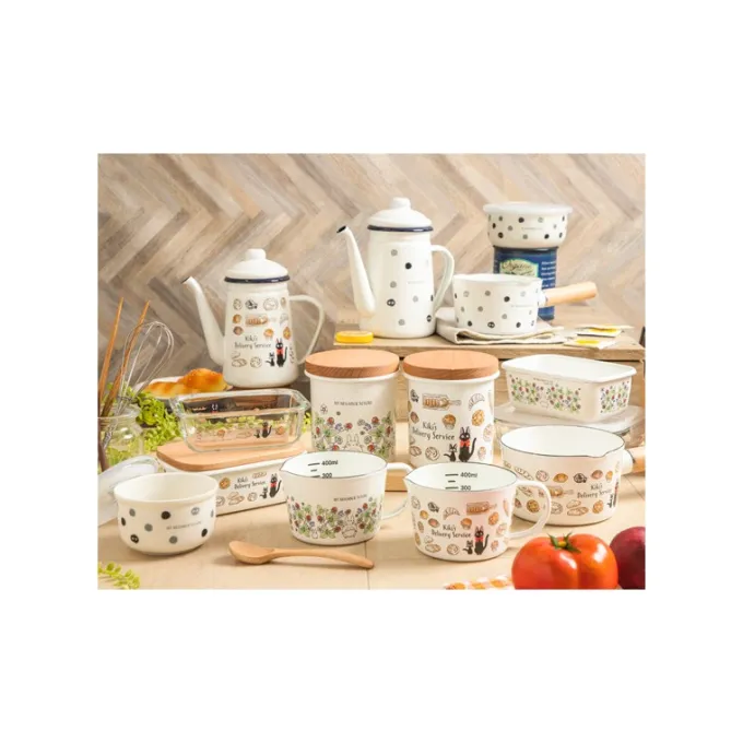 Maison Ghibli Cuisine Et Table|Beurrier émail avec couvercle bois Viennoiseries 500ml - Kiki la peti