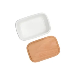 Maison Ghibli Cuisine Et Table|Beurrier émail avec couvercle bois Viennoiseries 500ml - Kiki la peti