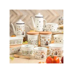 Maison Ghibli Cuisine Et Table|Beurrier émail avec couvercle bois Viennoiseries 500ml - Kiki la peti