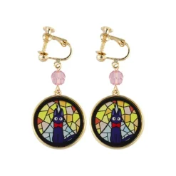 Maison Ghibli Bijoux|Bijou Boucles d’oreilles à clips Jiji Vitrail - Kiki la petite Sorciè