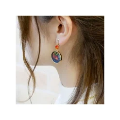 Maison Ghibli Bijoux|Bijou Boucles d’oreilles Calcifer Vitrail- Le Château ambulant