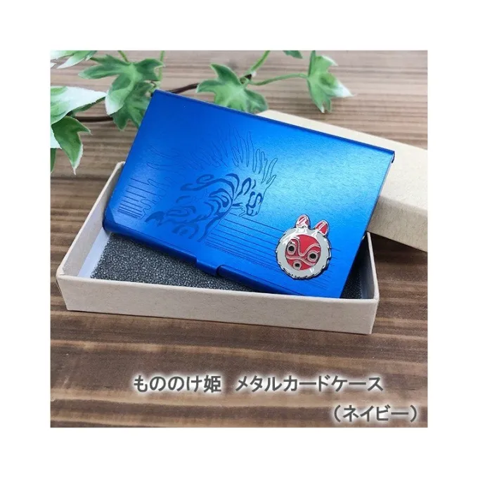 Maison Ghibli Accessoires|Boîte Metal Carte de Visite Bleue Esprit de la forêt - Princesse Mono