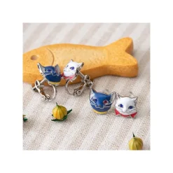 Maison Ghibli Bijoux|Boucles d’oreilles à clips Yuki & Lune - Le Royaume des chats