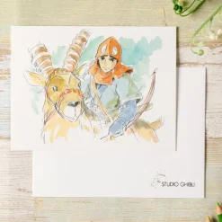 Maison Ghibli Cartes Postales Et Papier À Lettres|Carte de vœux aquarelle 24 x 15,8 cm Ashitaka and Yakuru - Princesse