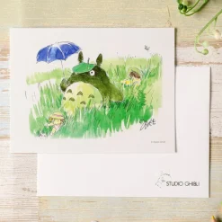 Maison Ghibli Cartes Postales Et Papier À Lettres|Carte de vœux aquarelle 24 x 15,8 cm Mei & Totoro & Sakura - Mon Vois