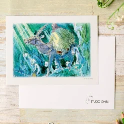 Maison Ghibli Cartes Postales Et Papier À Lettres|Carte de vœux aquarelle 24 x 15,8 cm Ashitaka dans la forêt  - Prince