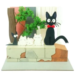 Maison Ghibli Loisirs Créatifs|Diorama papier Jiji et chatons - Kiki la petite sorcière