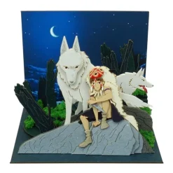 Maison Ghibli Loisirs Créatifs|Diorama papier San et Moro sur un rocher -Princesse Mononoké