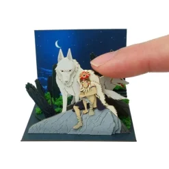 Maison Ghibli Loisirs Créatifs|Diorama papier San et Moro sur un rocher -Princesse Mononoké