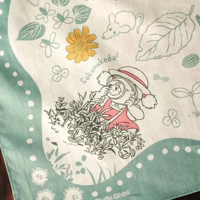 Maison Ghibli Textile|Grand mouchoir Mystérieuse rencontre 53x53 cm - Mon Voisin Totoro