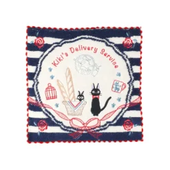 Maison Ghibli Linge De Maison|Mini Serviette bleue marine à rayures 25x25 - Kiki la petite sorcière