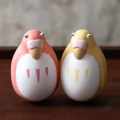 Maison Ghibli Jouets|Pack 2 Figurines Roly-poly Perruches Rouge & Jaune - Le Garçon et le