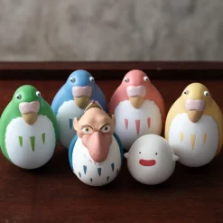 Maison Ghibli Jouets|Pack 2 Figurines Roly-poly Perruches Bleu & Vert - Le Garçon et le Héron