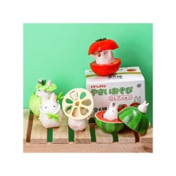 Maison Ghibli Figurines|Pose Coll Assort 6 figurines Totoro Blanc Légumes - Mon Voisin Totoro