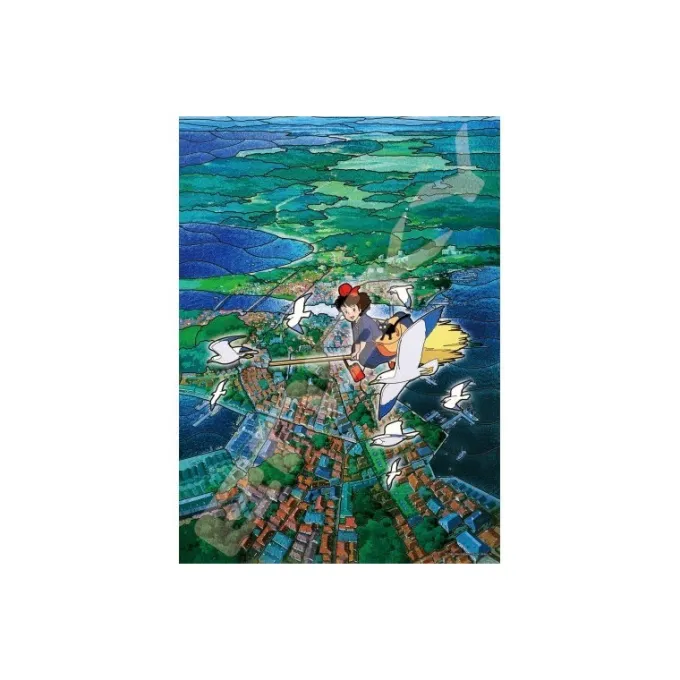 Maison Ghibli Puzzle|Puzzle Vitrail 500P Ciel de Koriko - Kiki la petite sorcière