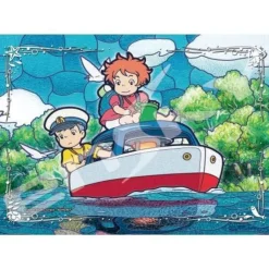 Maison Ghibli Puzzle|Puzzle Vitrail 208P Ponyo & Sosuke sur le bateau - Ponyo sur la falai