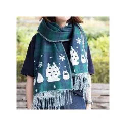 Maison Ghibli Textile|Étole avec accroche Totoro motifs à carreaux - Mon Voisin Totoro