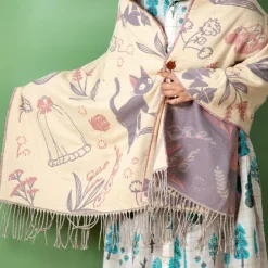 Maison Ghibli Textile|Étole rose Jiji - Kiki la petite sorcière
