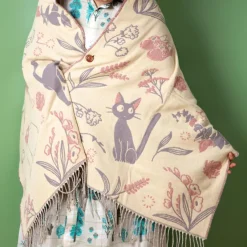 Maison Ghibli Textile|Étole rose Jiji - Kiki la petite sorcière