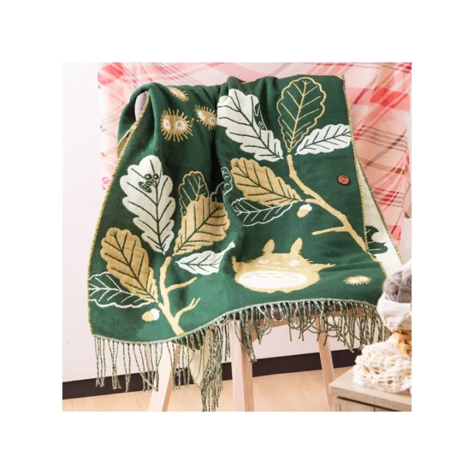 Maison Ghibli Textile|Étole vert foncé Feuilles de chêne - Mon Voisin Totoro