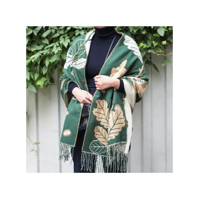 Maison Ghibli Textile|Étole vert foncé Feuilles de chêne - Mon Voisin Totoro