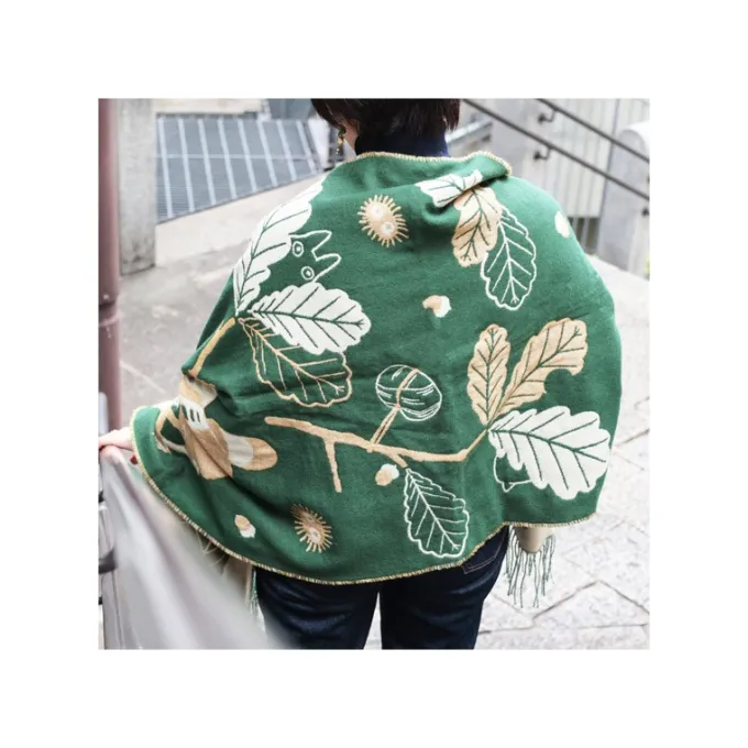 Maison Ghibli Textile|Étole vert foncé Feuilles de chêne - Mon Voisin Totoro