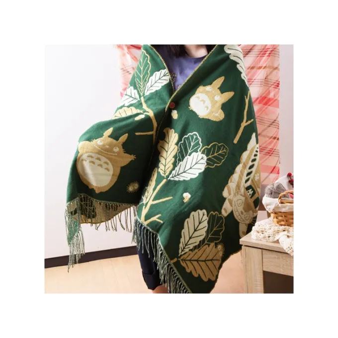 Maison Ghibli Textile|Étole vert foncé Feuilles de chêne - Mon Voisin Totoro