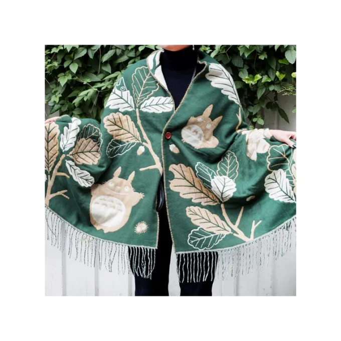 Maison Ghibli Textile|Étole vert foncé Feuilles de chêne - Mon Voisin Totoro