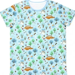 Maison Ghibli Textile|T-SHIRTS PATTERNE TOTORO FORÊT BLEU CLAIR S(FEMME) - MON VOISIN TOTRO