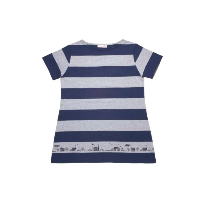 Maison Ghibli Textile|Tunique À Rayures Kiki Koriko Ville Noir&Blanc - Kiki la petite sorci